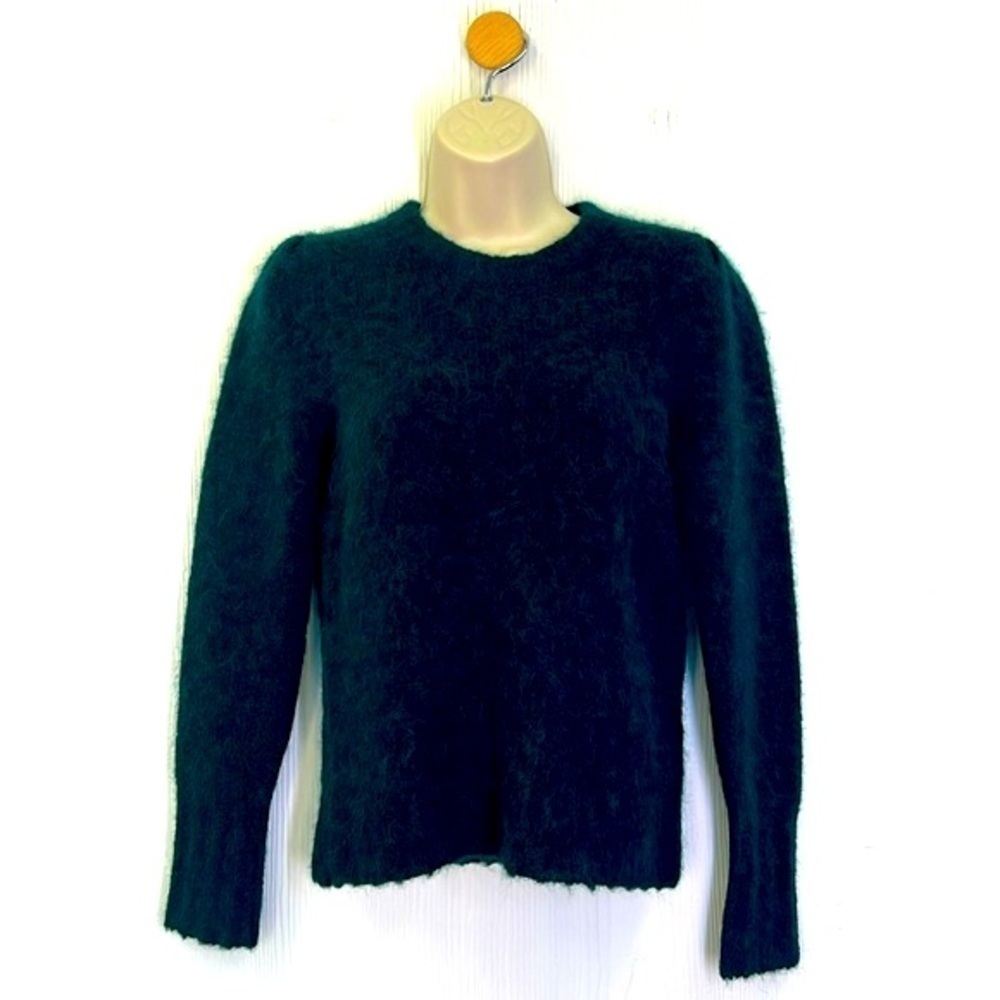 J. Crew - Emerald Alpaca Crewneck Puff Shoulders Long Sleeve Sweater Size XXS